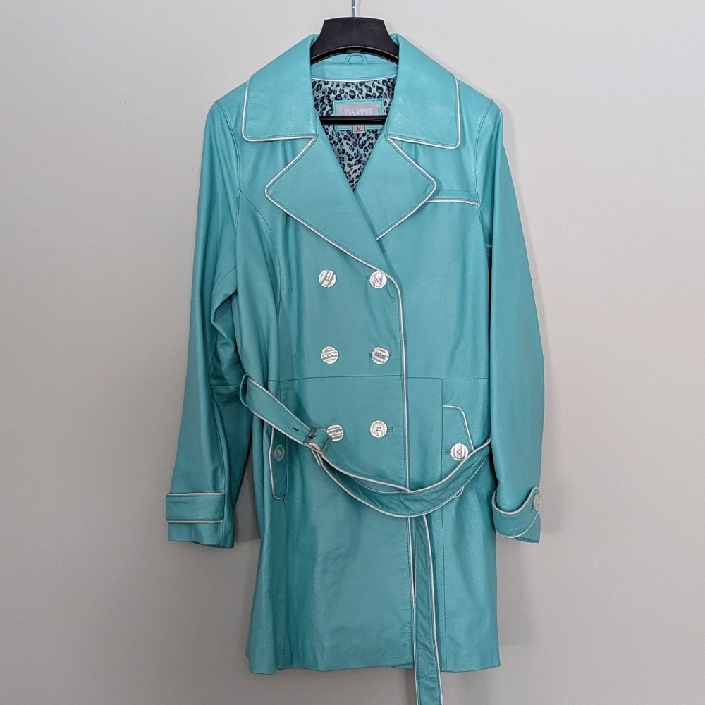Turquoise Leather Coat